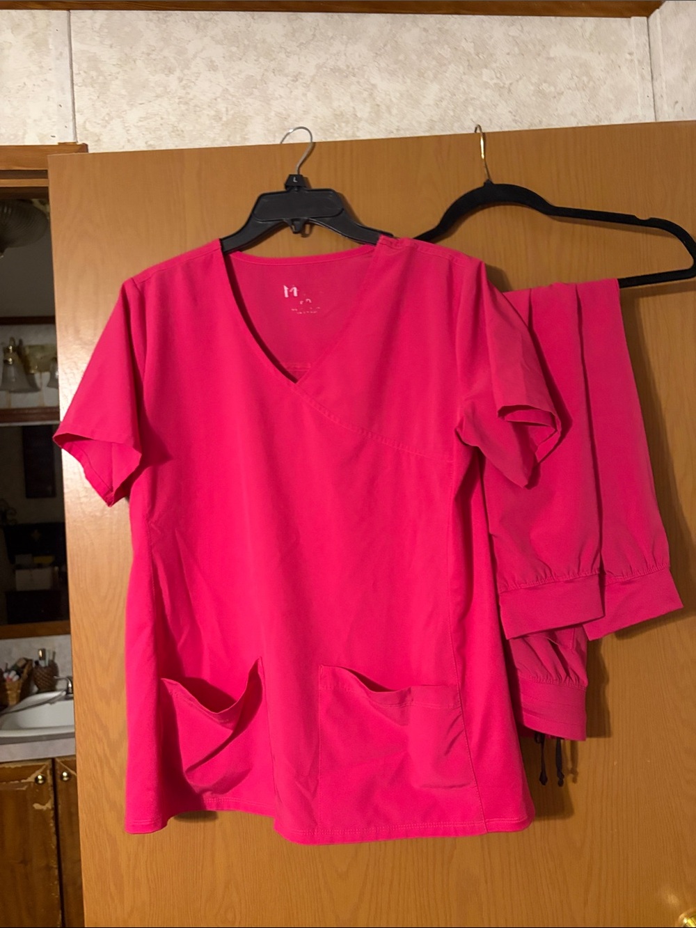 V-Neck Track Pants & Top Set in Bright Pink